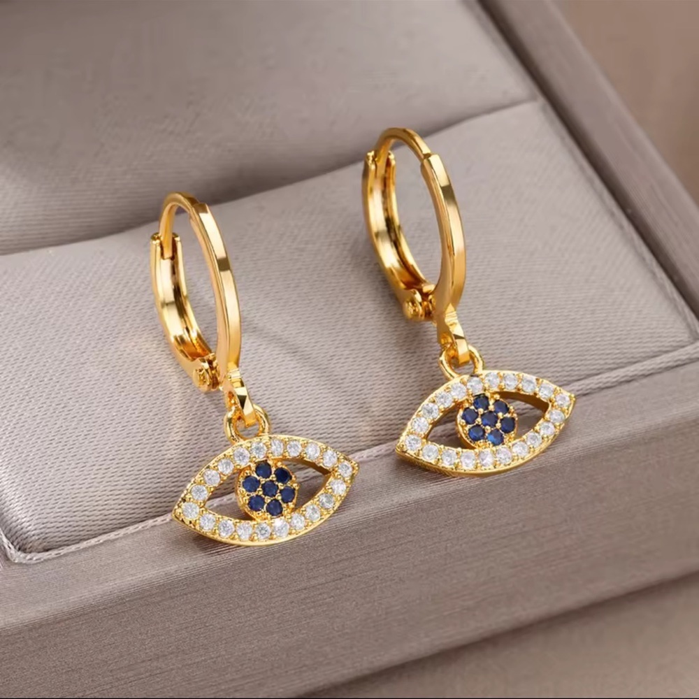 Gold Evil Eye Hoop Earrings